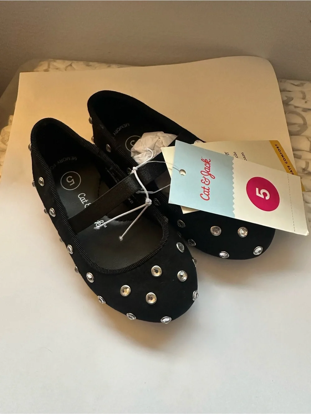 Cat & Jack Black Jeweled Mary Jane Flats